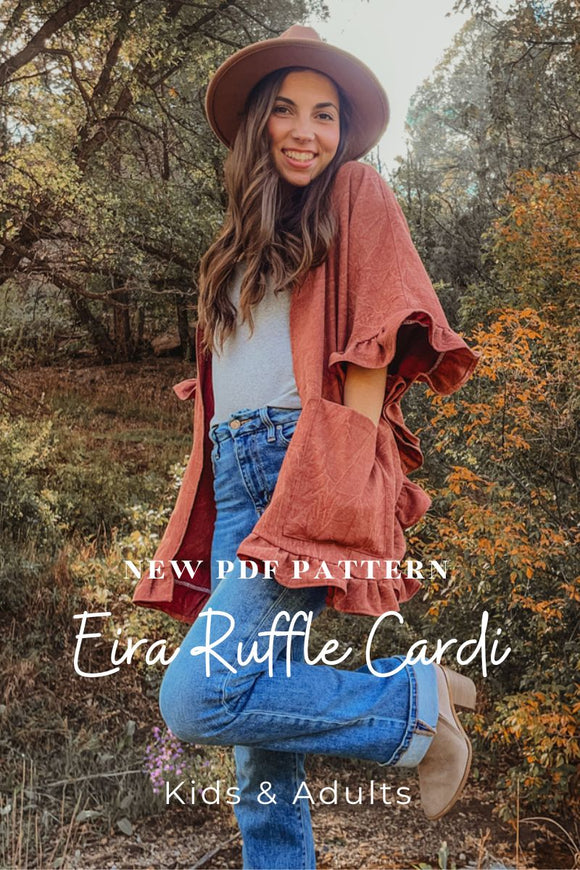 person wearing Eira ruffle cardi
