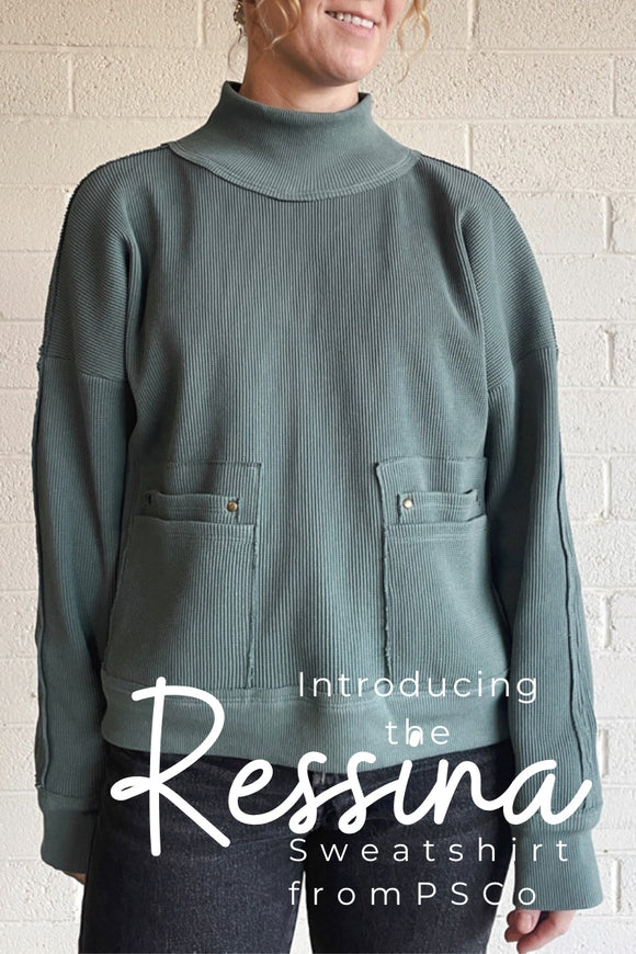 woman wearing Ressina sweatshirt