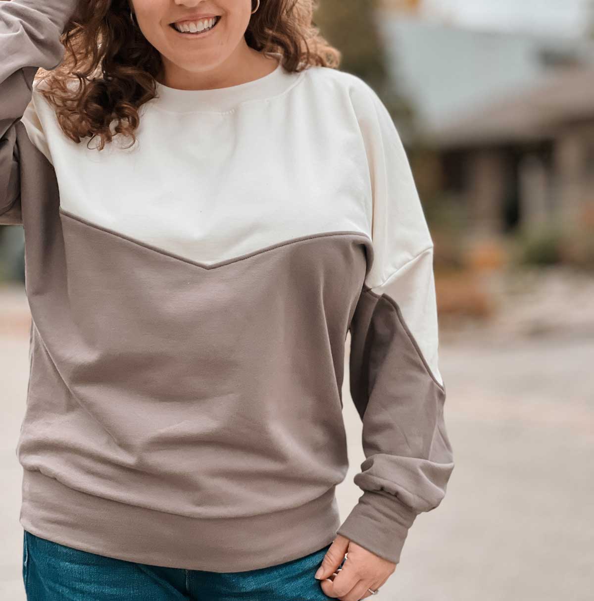 Adult Colorblock Pattern Adult Xoe Colorblock Crop & Top – Petite Stitchery