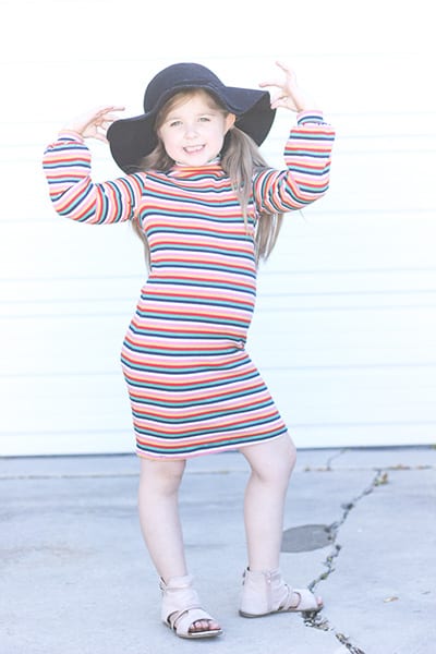 kid ribbed turtleneck dress Turtleneck Ribbed Long Sleeve Dress